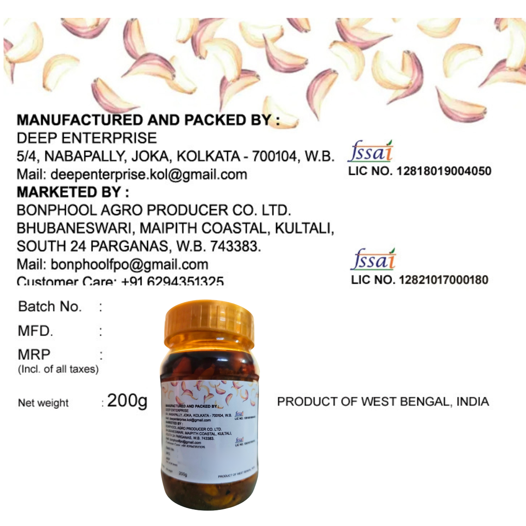 Bonphool Garlic Pickle with Mustard Oil & Blended Spices, 200g