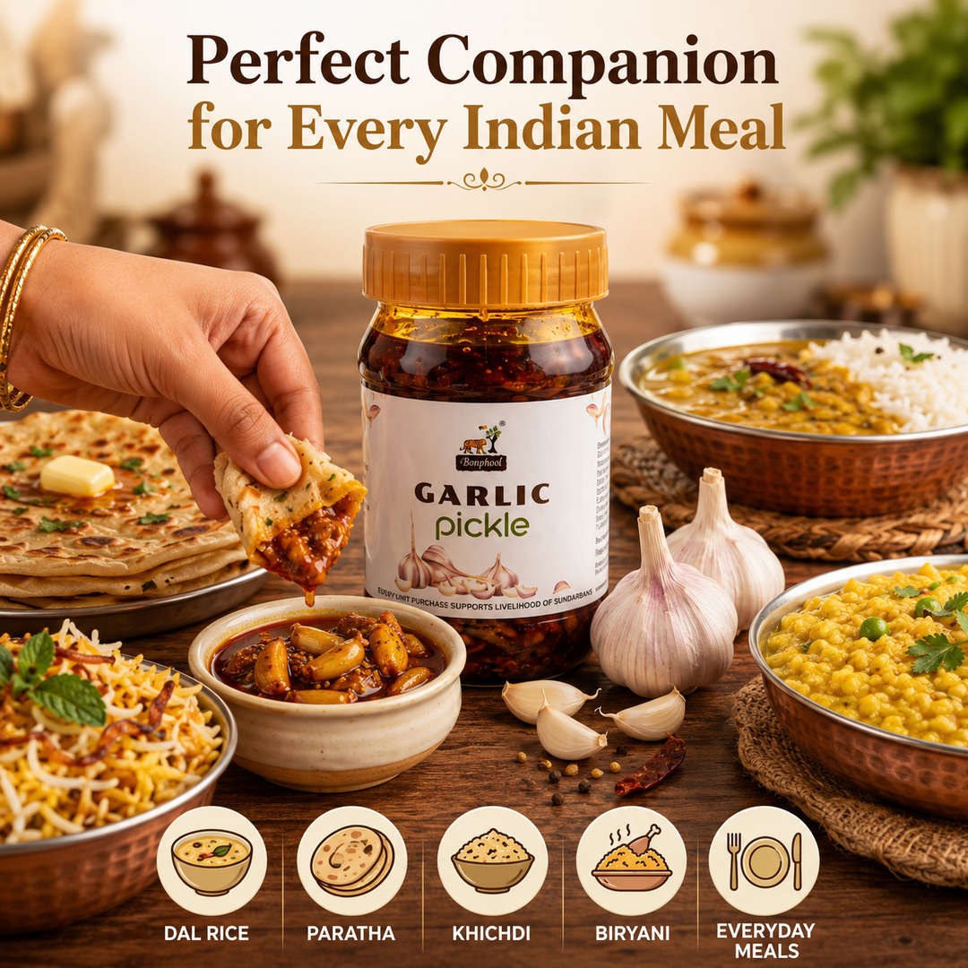 Bonphool Garlic Pickle with Mustard Oil & Blended Spices, 200g