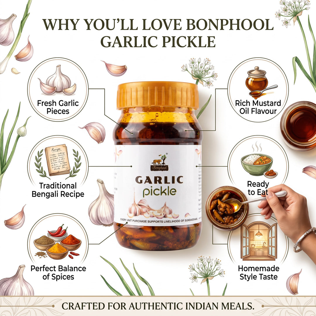 Bonphool Garlic Pickle with Mustard Oil & Blended Spices, 200g