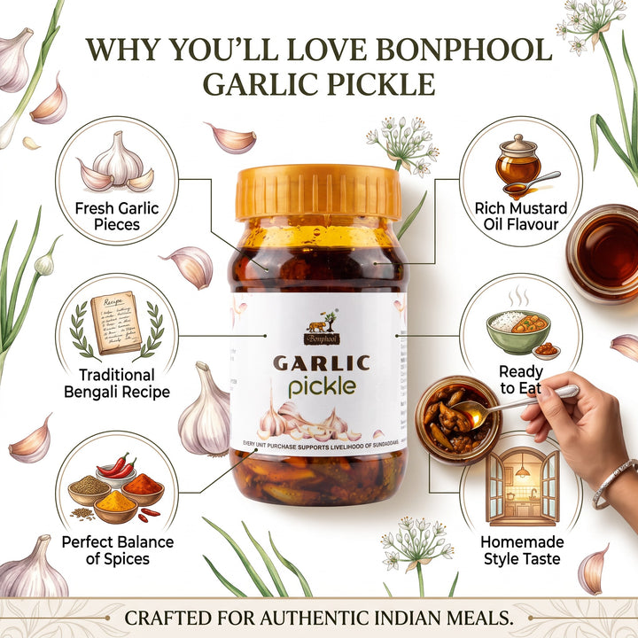 Bonphool Garlic Pickle with Mustard Oil & Blended Spices, 200g